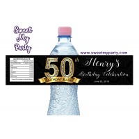 50th 60th 40th 30th Birthday water bottle labels,Gold Diamond personalized water bottle labels,(2ab)